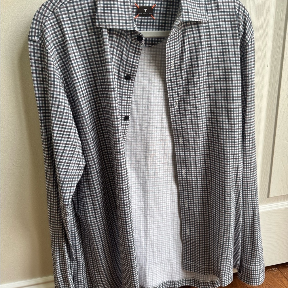 Left Coast Tee Plaid Button Down Mens Shirt Size Medium 100% cotton